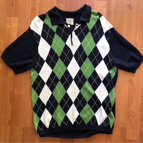 STEVE & BARRY ALL-AMERICAN - 2 Boys Argyle Blue & Green Short Sleeve Sweaters - Picture 6 of 14